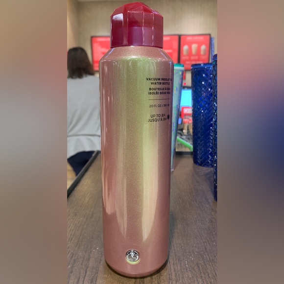 Starbucks Iridescent Glitter Water Bottle Cup Stainless Tumbler Jeweled Top 2022 - Picture 9 of 16